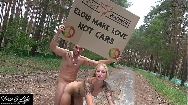 Watch Nude protest in front of Tesla Gigafactory Berlin Pornshooting against Elon Musk fresh Videos