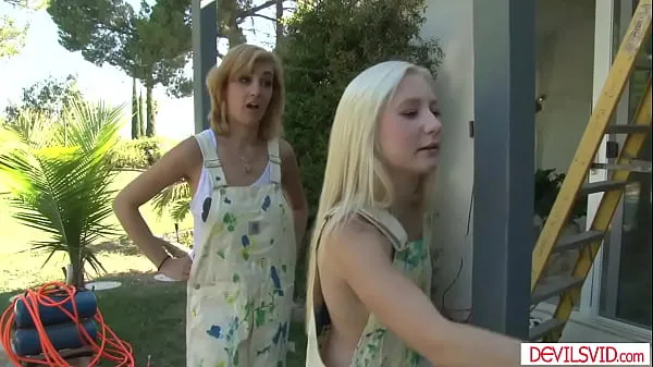 Watch Blonde lesbian teens pussy licking and scissoring outdoors fresh Videos